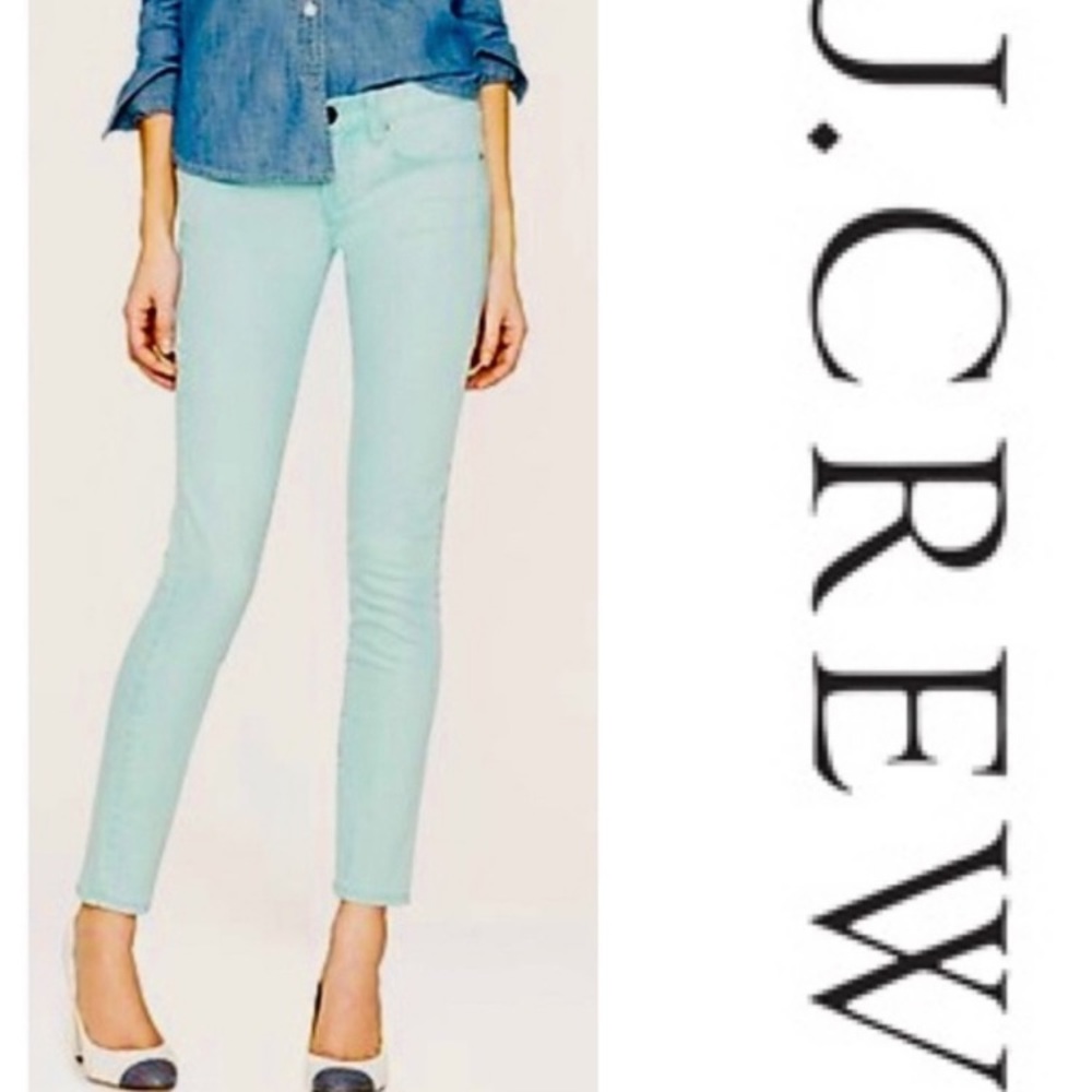 J. Crew toothpick ankle jeans in aqua mint, size 26